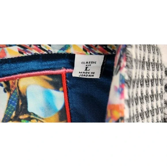 Robert Graham Shirt Mens Large Gray Houndstooth Flip Cuff Party Casual Button Up - Picture 4 of 6